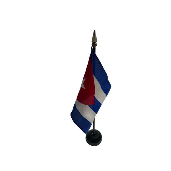 Cuba Cuban Desk Table Flag with Wood Stand - Picture 2 of 2